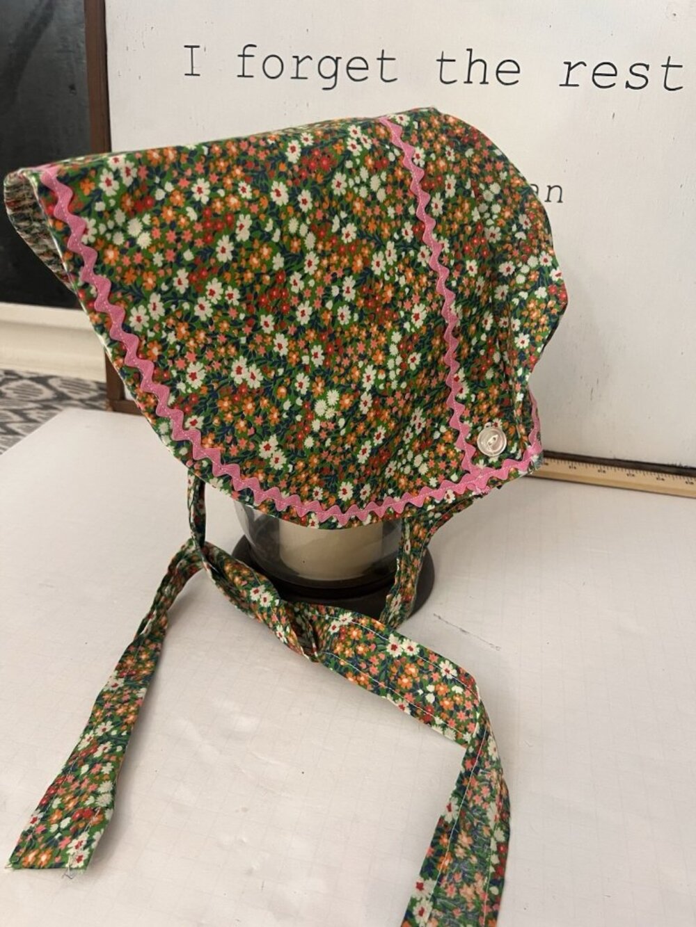 Floral Print Prairie Sun Bonnet Calico Floral Vintage Handmade Costume Western
